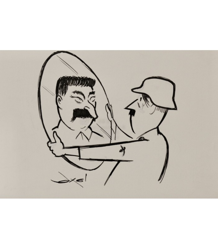 AXEL "Hitler - Staline même reflet" - Dessin de presse original signé.