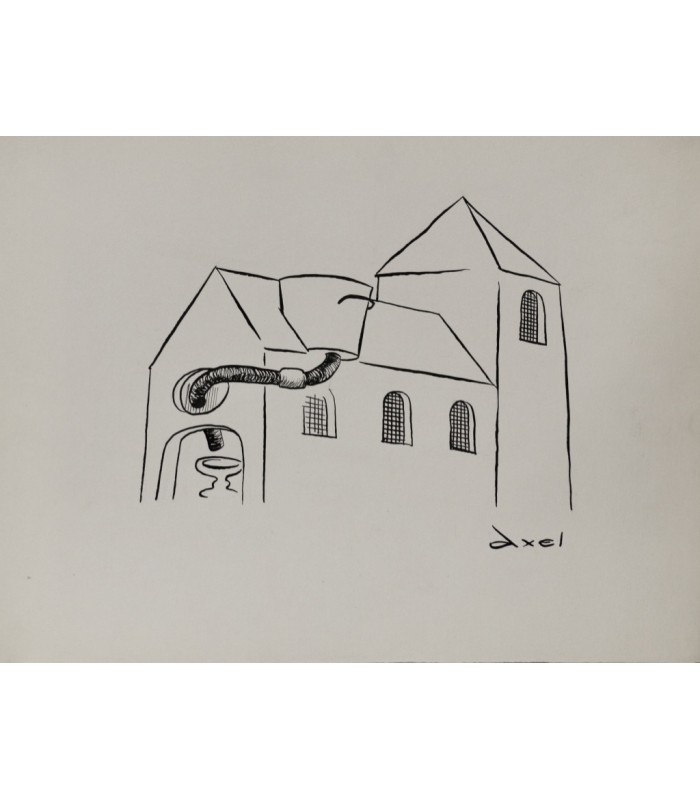 AXEL. L'eau de pluie. Dessin de presse original signé.