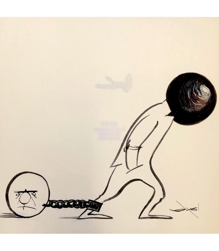 AXEL-"L'auto-enchainement" Dessin de presse signé