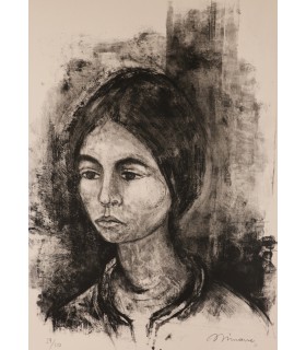 MINAUX André "Tête de femme" - Lithographie originale signée.