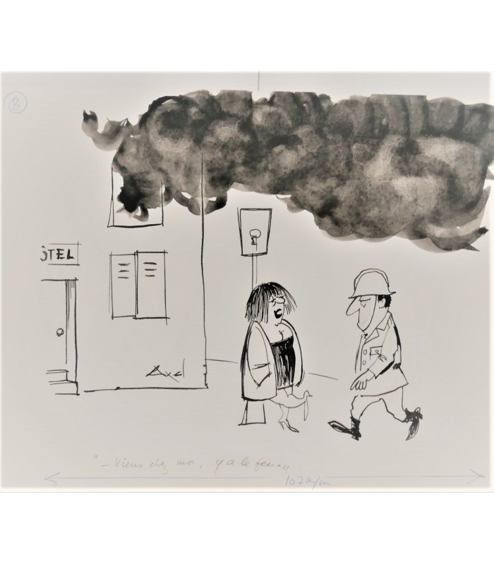 AXEL -"Viens chez moi, y a le feu" - Dessin de presse signé