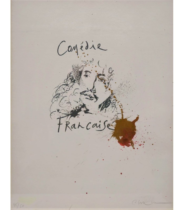BORDAS Franck "Comédie Française - Portrait de Molière" - Gravure originale signée