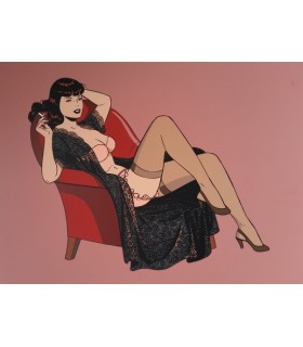 BERTHET Philippe "Pin-up au fauteuil" - Sérigraphie en couleurs signée.