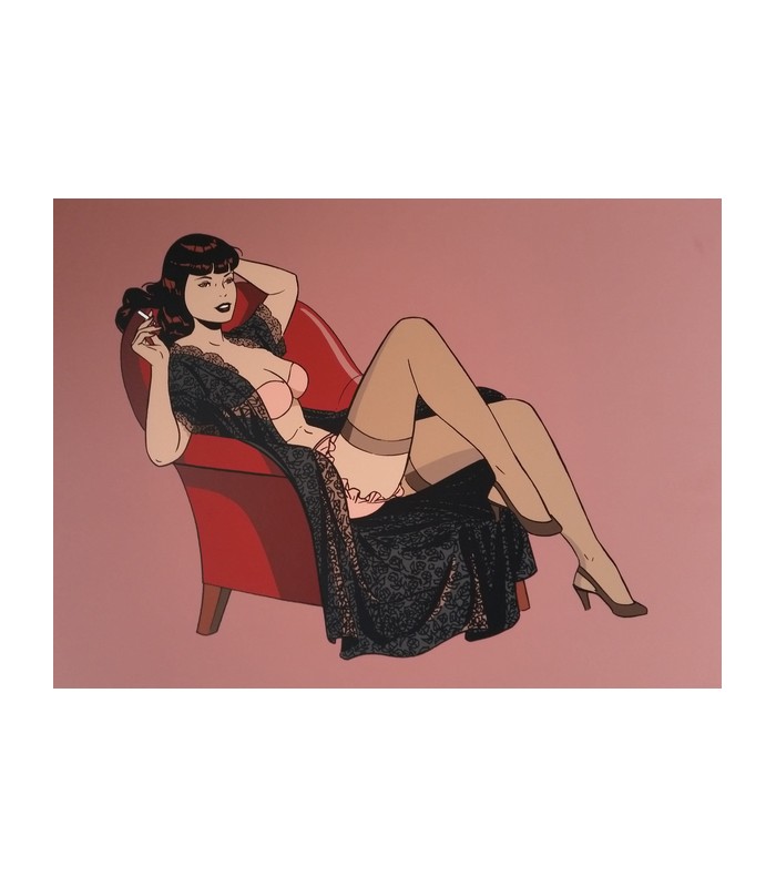 BERTHET Philippe "Pin-up au fauteuil" - Sérigraphie en couleurs signée.