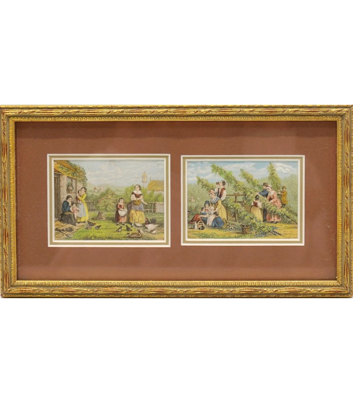 "Scènes champêtres" deux gravures encadrées