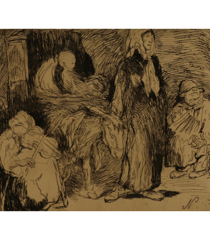 NAUDIN Bernard "La fuite en Égypte" - Gravure originale signée.