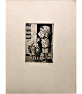 NICK Gaston (PETRELLI dit) « La sortie du lavoir» - Les métiers de Paris - Gravure originale.