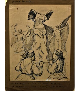 IBELS Henri-Gabriel "Devant les ailes" - Dessin original signé