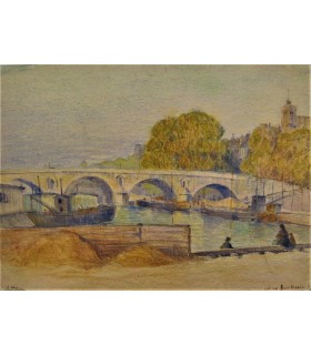 HEIM M.  "Le Pont-Marie" - Aquarelle sur papier signée.