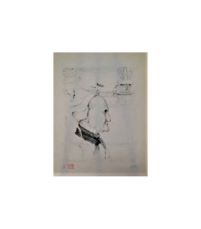 DE HERAIN François "La Vieille Bretonne" - Gravure originale signée.