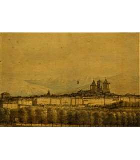 "Grenoble au XIX siècle" ?  - Vue de la ville - Aquarelle