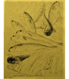 SEGONZAC Dunoyer de André "L'étalage d'un poissonnier" - Gravure originale signée.