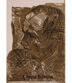 GUILLAIN Edmond "Portrait de Antoine Blondin" - Gravure originale signée.