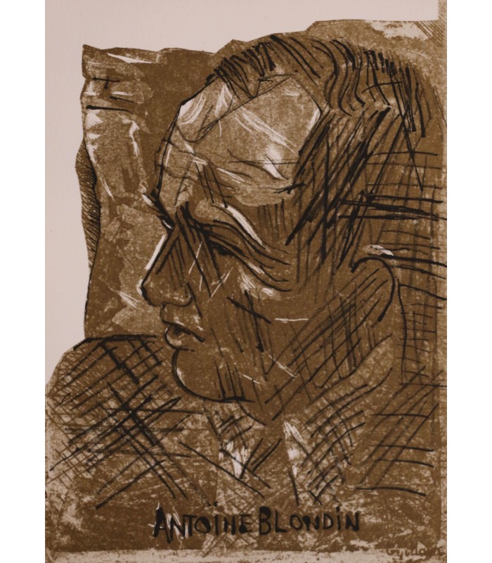 GUILLAIN Edmond "Portrait de Antoine Blondin" - Gravure originale signée.
