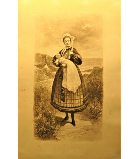 CAREL & TRAGIT "La jolie Nourrice bretonne" - Lavis original