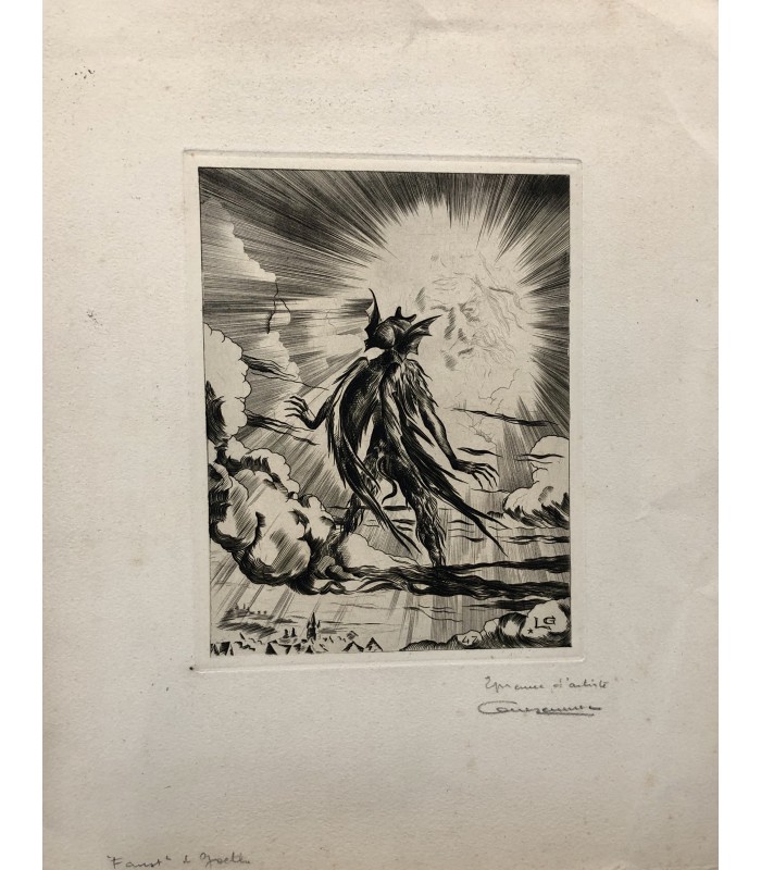 GUEZENNEC Lucien "Faust de Goethe - Méphistophélès" - Gravure originale signée.