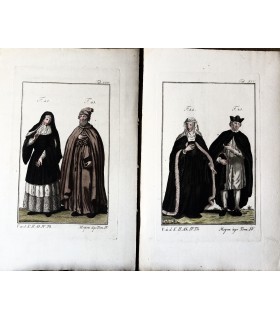 Von SPALART Robert Lot de 37 gravures originales "Tableau Historique des Costumes et des moeurs et des usages"