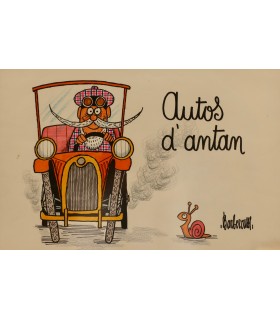 BARBEROUSSE "Auto d'Antan" - Dessin original signé.