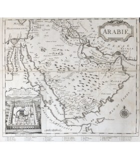 Carte d'Arabie - Rare ancienne carte de l'Arabie et du temple de la Mecque - Gravure originale(année 1760).