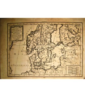 Carte du Royaume de Danemark, de Norvège et de Suede - Rare carte originale du XVIII° siècle.