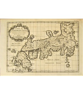 Carte de l'Empire du Japon - Gravure originale du XVIII° siècle.