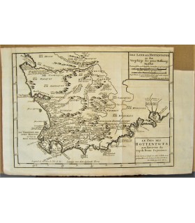 Carte du Pays des Hottentots aux environs du Cap de Bonne Espérance - Gravure originale du XVIII° siècle.