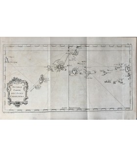 Carte des Isles Carolines - Rare Gravure originale du XVIII° siècle.