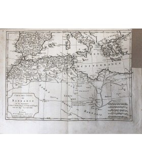 Carte de BARBARIE - BONNE Rigobert cartographe - gravure originale du XVIII° siècle.