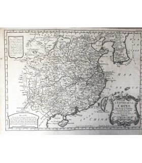 Chine - Carte de l'Empire de la Chine - Gravure ancienne du XVIII° siècle.