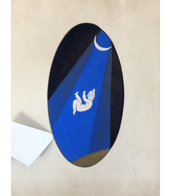 Carel & Tragit "La chute de l'ange" - Auger Raoul - Gouache originale.