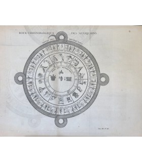 Carte "Roue Chronologique des Mexicains" - Gravure originale du XVIII° siècle.