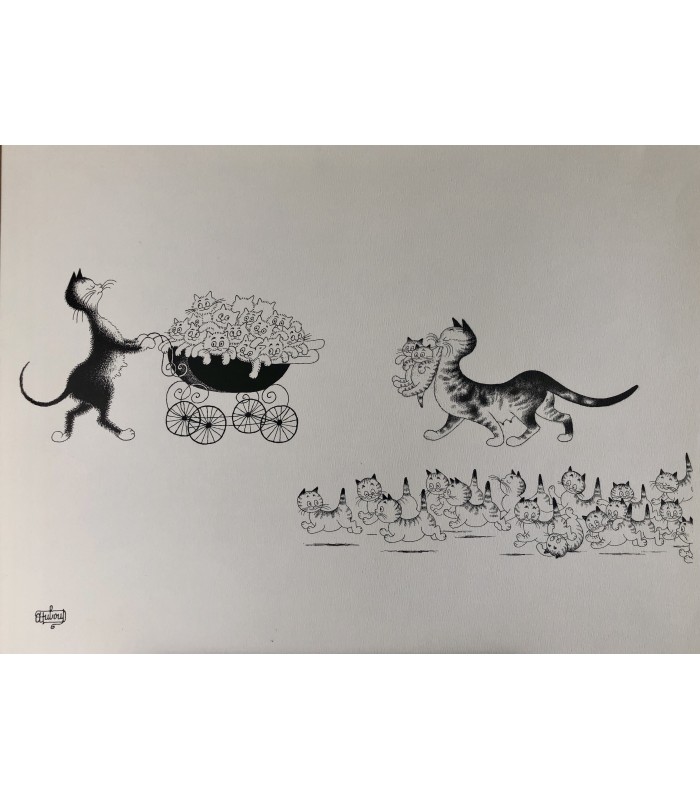 DUBOUT Albert  "Les Chats de Dubout" - Lot de 5 offset originales