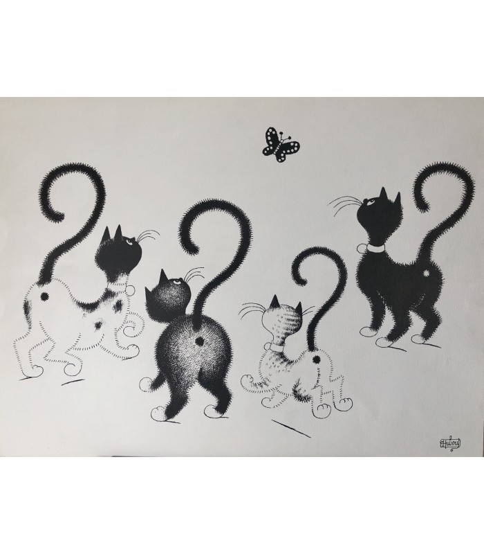 DUBOUT Albert  "Les Chats de Dubout" - Lot de 5 offset originales