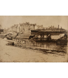 LEHEUTRE Gustave "La Marne à Lagny" - Gravure originale signée.