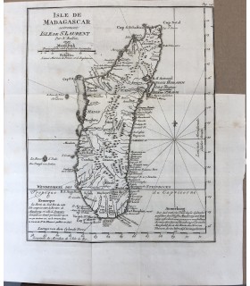 Carte de l'Isle de Madagascar - Bellin - Gravure originale du XVIII° siècle