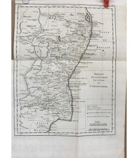 Carte du théâtre des opérations sur la Coste de Coromandel - Gravure originale du XVIII° siècle