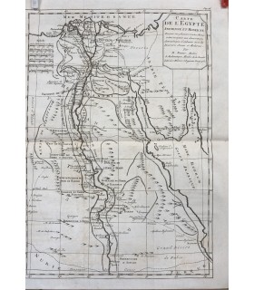 Carte de l'Egypte ancienne et moderne - R.Bonne - Gravure originale du XVIII° siècle