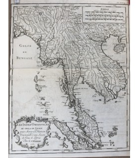 Cartes des Indes Orientales au delà du Gange - S.Robert - Gravure originale du XVIII° siècle