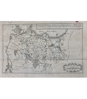 Carte Générale des Villes et des Bailliages de la Prusse - Gravure originale du XVIII° siècle