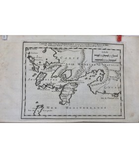 Carte des Isles Rhodienes - G.DELISLE - gravure originale du XVIII° siècle