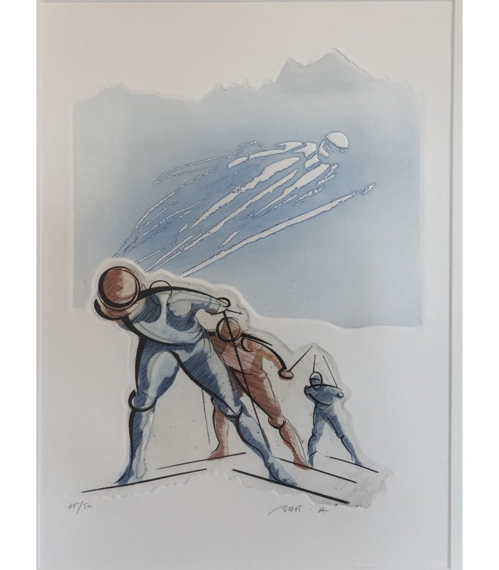BAR Alain "Ski de fond 2" - Eau-forte originale signée