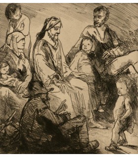 NAUDIN Bernard "Le Christ aux bohémiens" - Gravure originale signée.