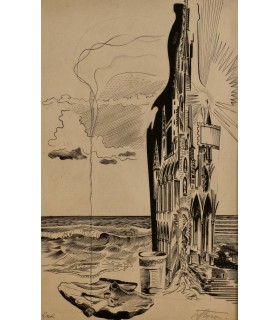 FLOCON Albert "Cathédrale à la cigarette" - Gravure originale signée.