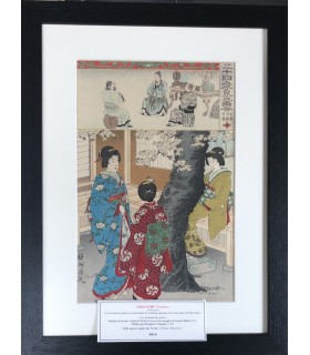 CHIKANOBU Toyohara "La Division du rosier" Estampe originale signée