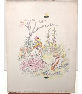 WILLETTE Adolphe Léon "La Dinette" - Lithographie originale - Projet pour le RIRE N°87 du 4/7/1896