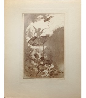 WILLETTE Adolphe Léon "L'Etreinte amoureuse" - Rare gravure originale