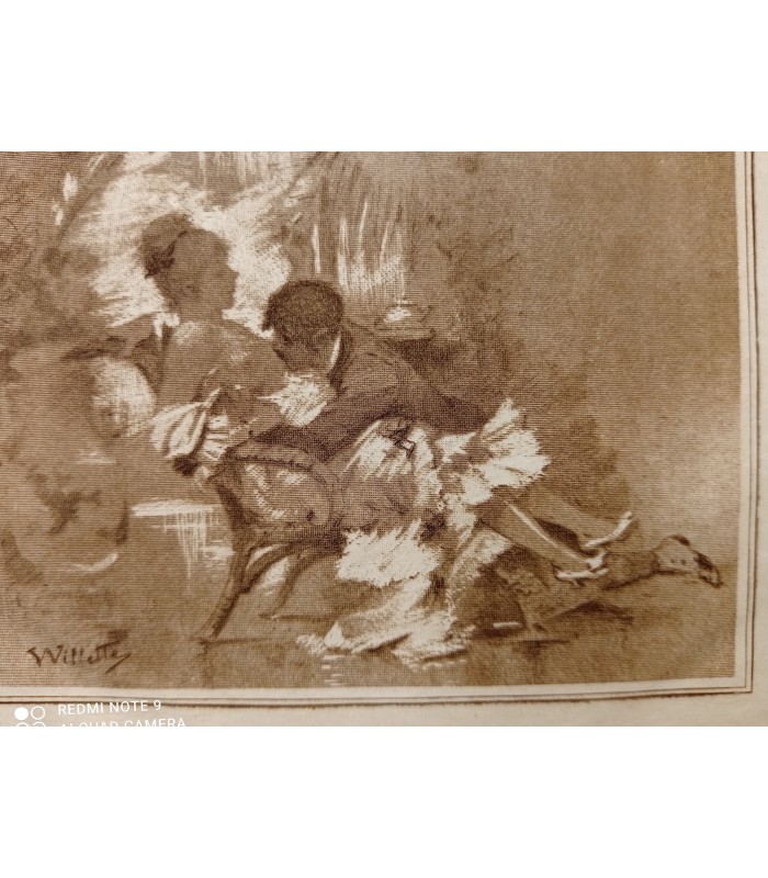 WILLETTE Adolphe Léon "L'Etreinte amoureuse" - Rare gravure originale