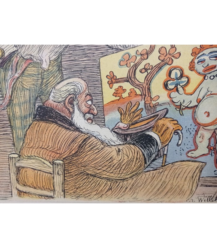 WILLETTE Adolphe Léon "Ambroise Vollard Rue La Fuite " - Rare gravure originale destinée à un journal