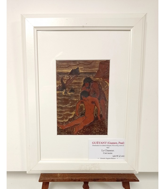 GUETANT Gustave "Le Chasseur" - Dessin sur cuir incisé
