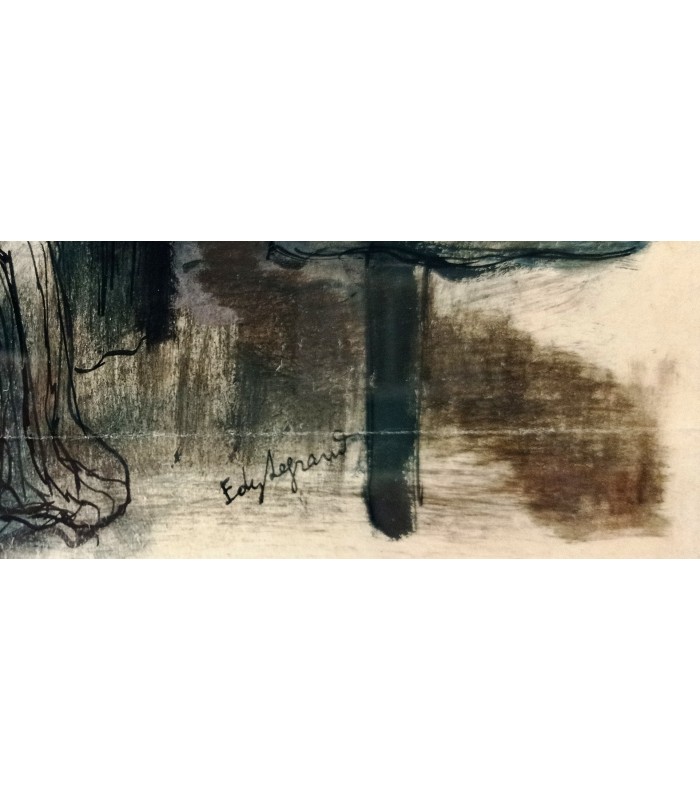 EDY-LEGRAND "L'Extrème-onction" Aquarelle originale signée.